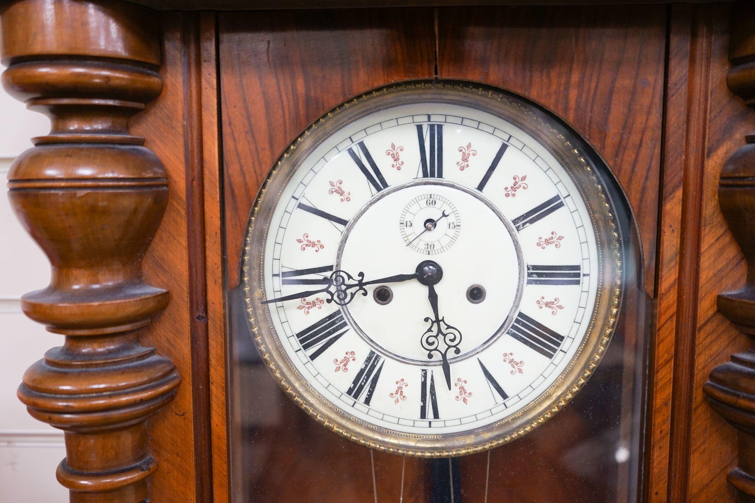 A late 19th century mahogany Vienna regulator, fitted with an eight day striking movement